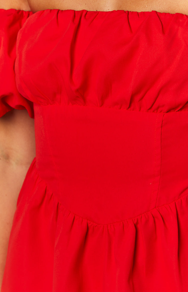 Love Lost Off The Shoulder Red Mini Dress — 5