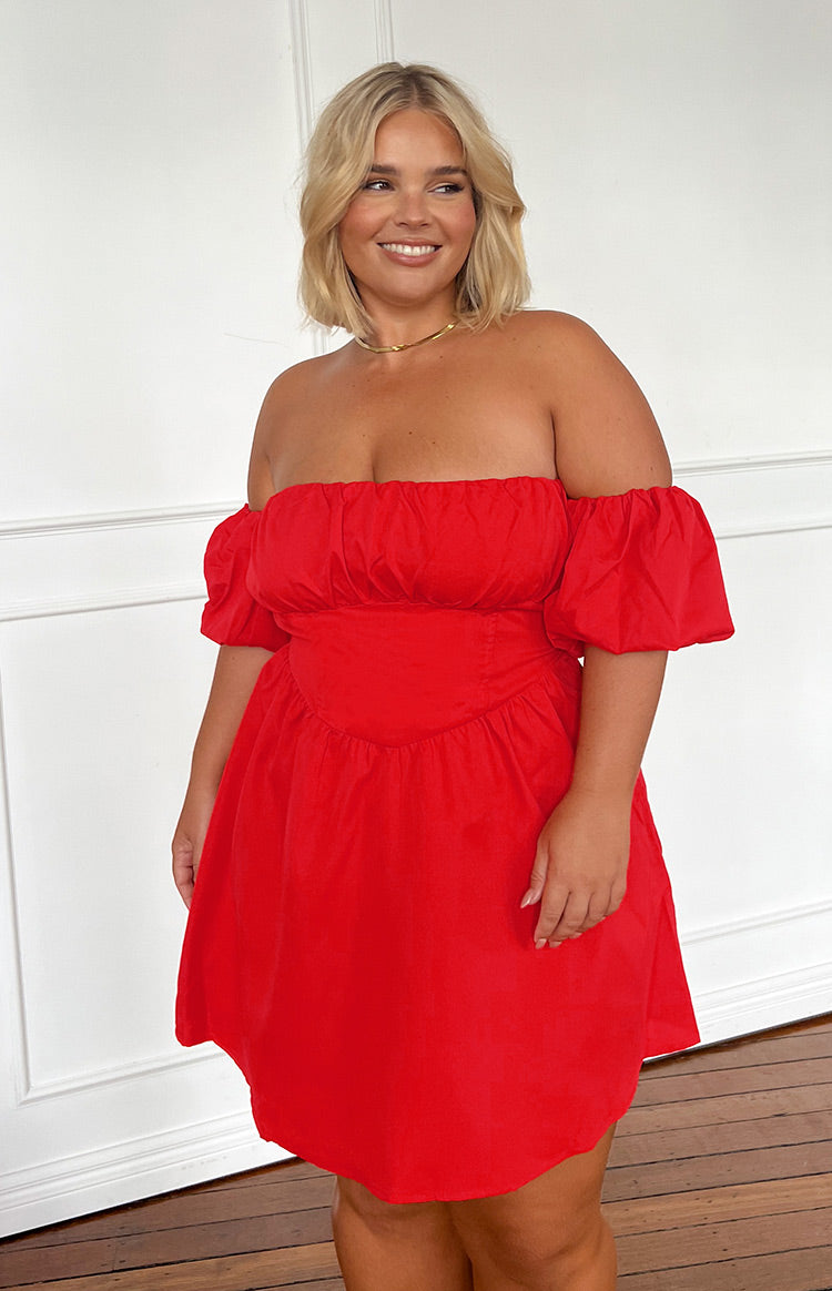 Love Lost Off The Shoulder Red Mini Dress — 7