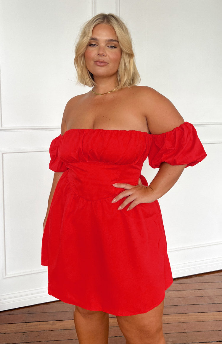 Love Lost Off The Shoulder Red Mini Dress — 8