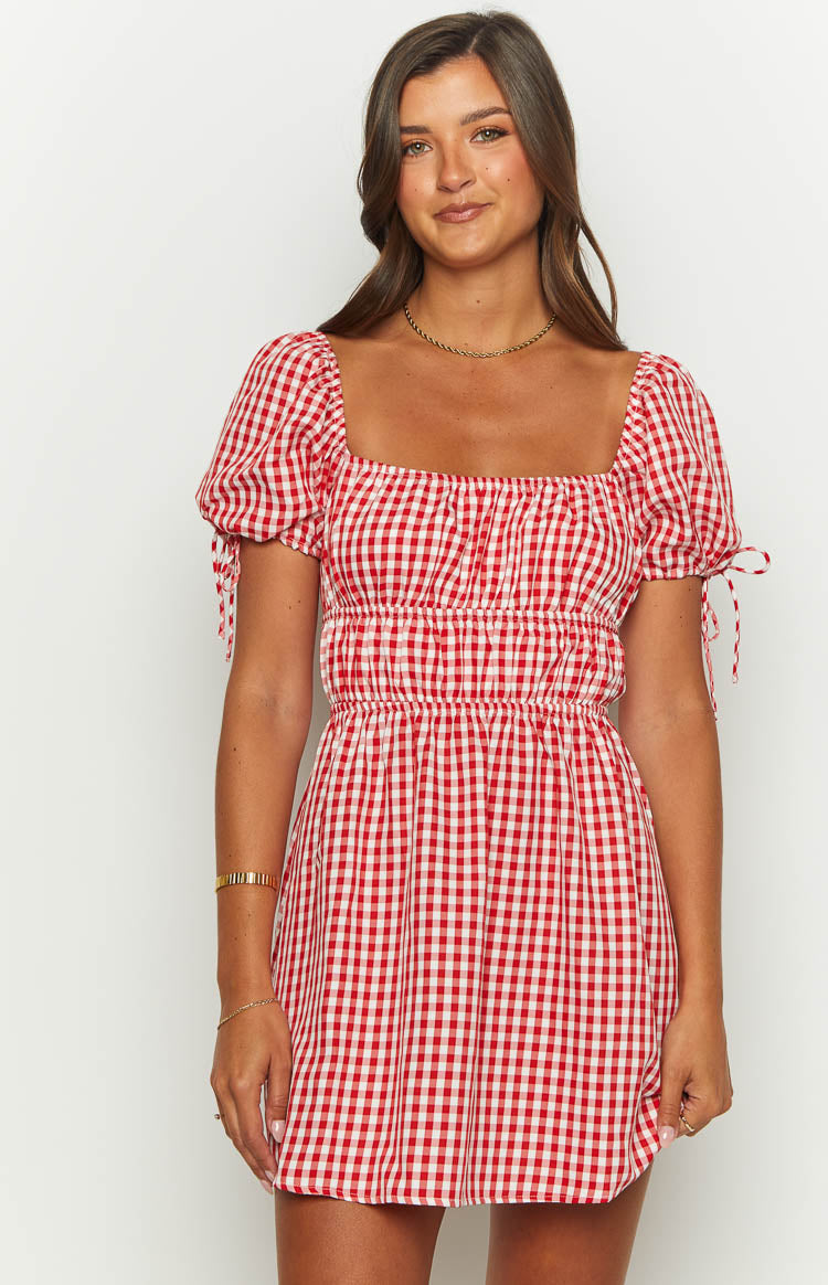 I'm Yours Red Gingham Mini Dress — 10