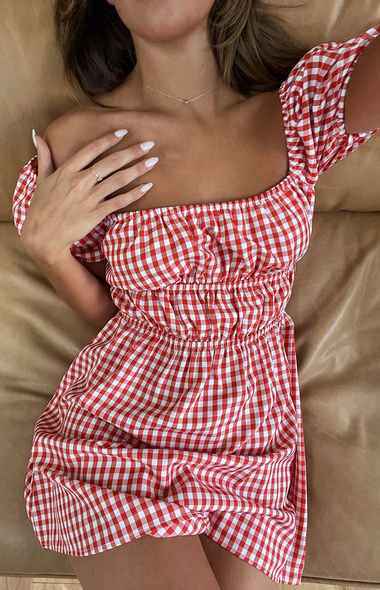 I'm Yours Red Gingham Mini Dress — 1