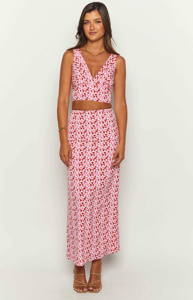 Dahlia Pink And Red Speckled Crop Top — 3
