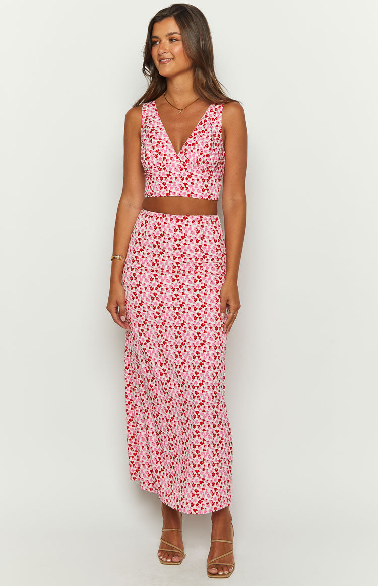 Dahlia Pink And Red Speckled Crop Top — 4