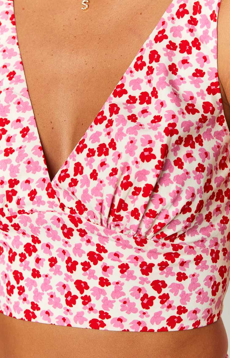 Dahlia Pink And Red Speckled Crop Top — 7