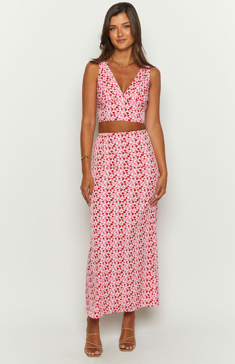 Dahlia Pink And Red Speckled Maxi Skirt — 3