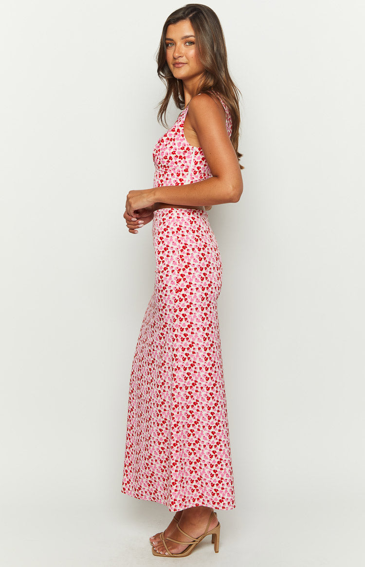 Dahlia Pink And Red Speckled Maxi Skirt — 4