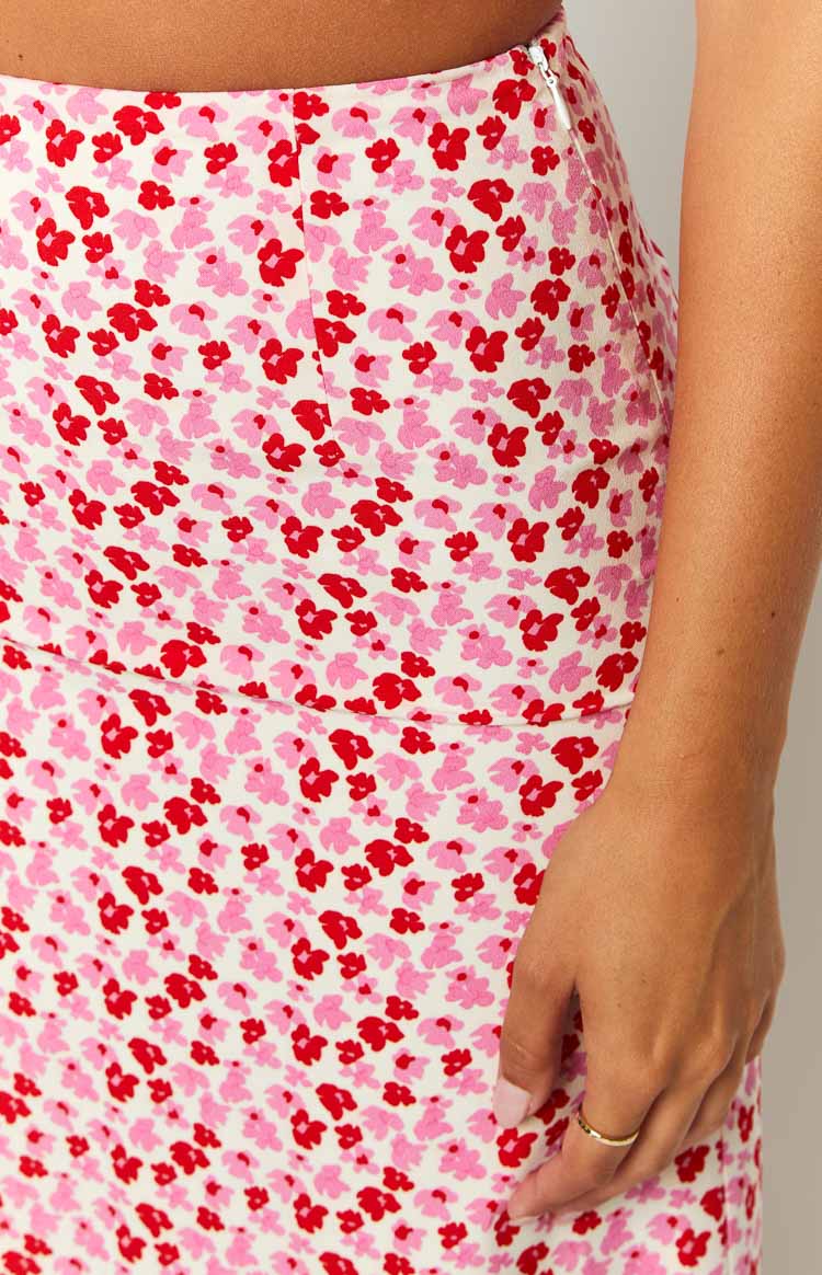 Dahlia Pink And Red Speckled Maxi Skirt — 6