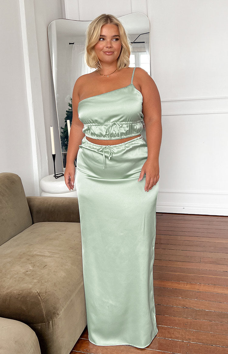 Lala Sage Satin Maxi Skirt — 7