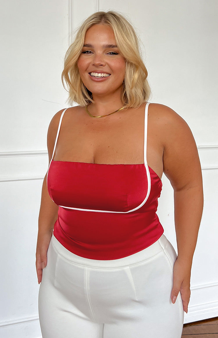 Tamra Red Low Back Top — 1