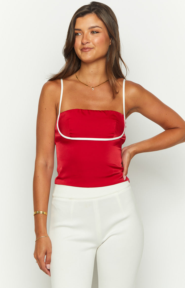 Tamra Red Low Back Top — 1