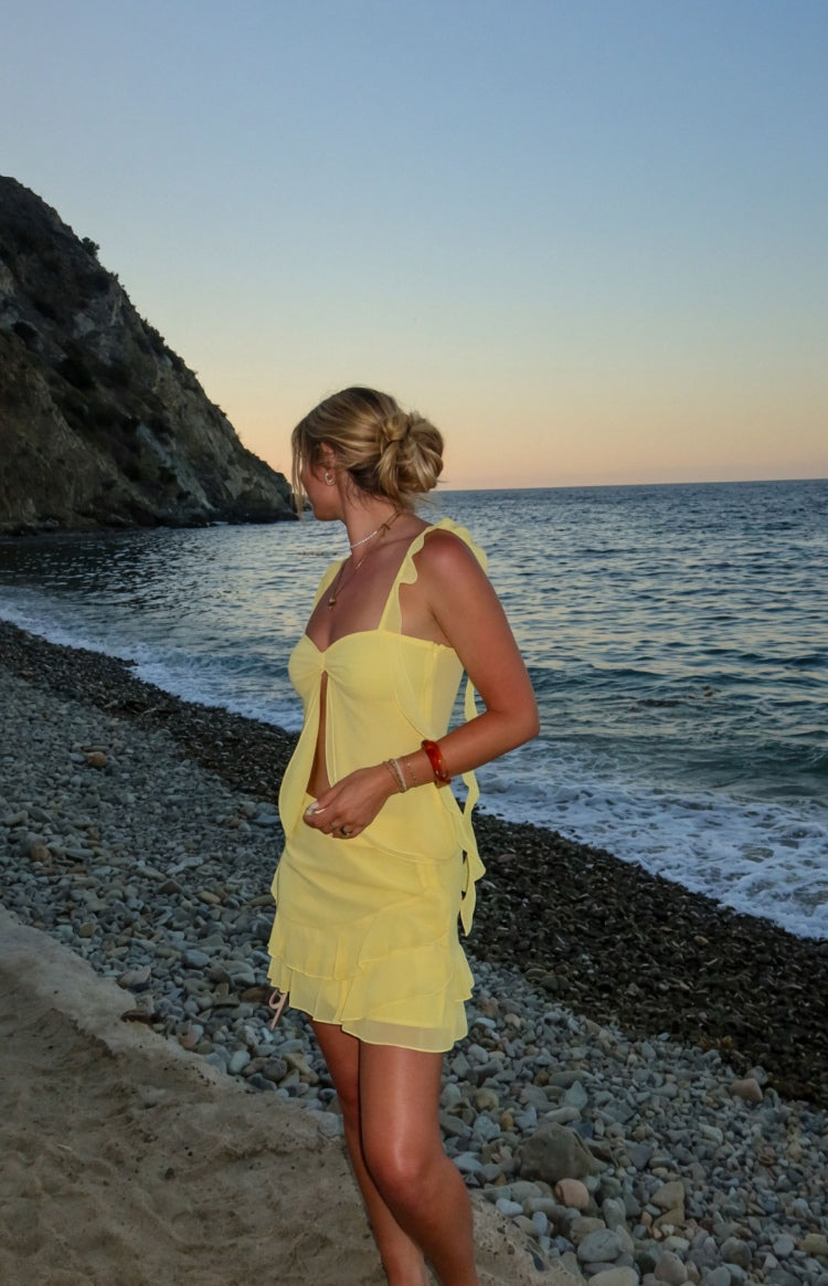 Caspian Yellow Chiffon Mini Skirt — 3