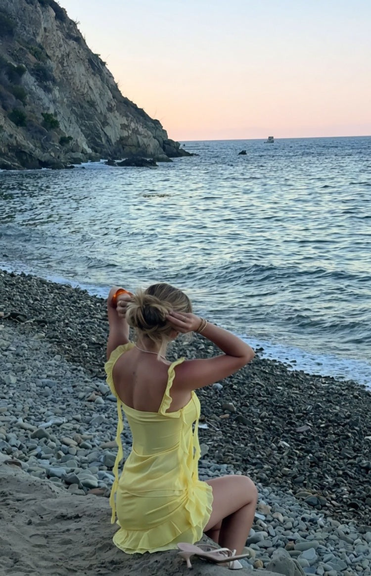 Caspian Yellow Chiffon Mini Skirt — 13