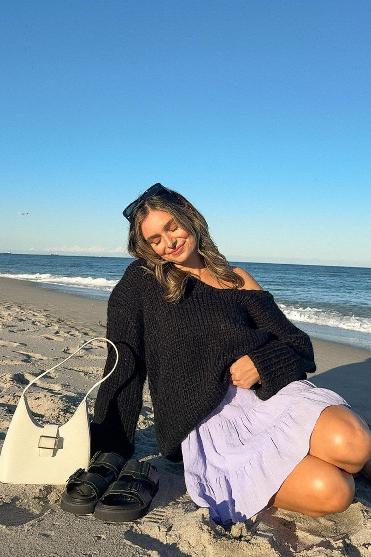 Delvey Black Chunky Knit Sweater — 5
