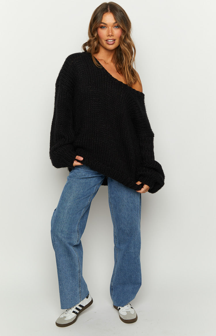 Delvey Black Chunky Knit Sweater — 10