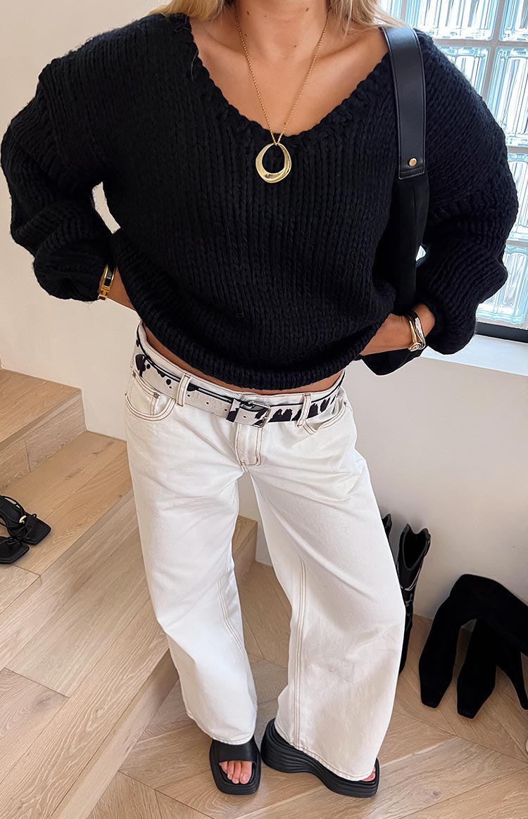 Delvey Black Chunky Knit Sweater — 27
