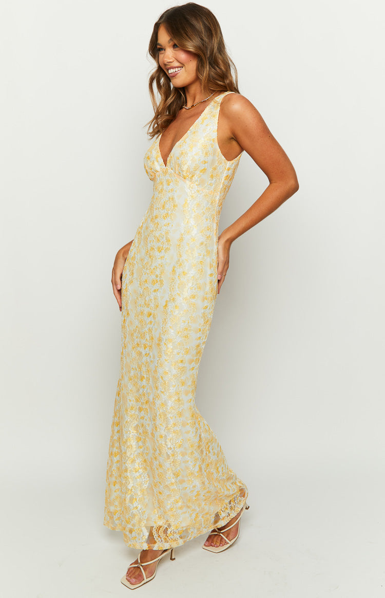 Farida Yellow Lace Maxi Dress — 7