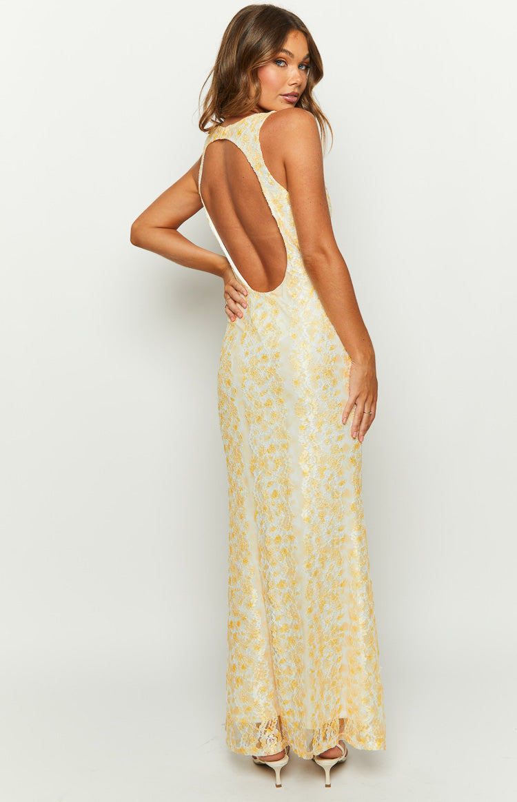 Farida Yellow Lace Maxi Dress — 8