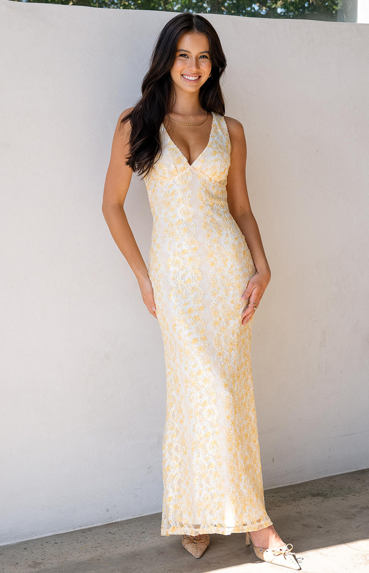 Farida Yellow Lace Maxi Dress — 10