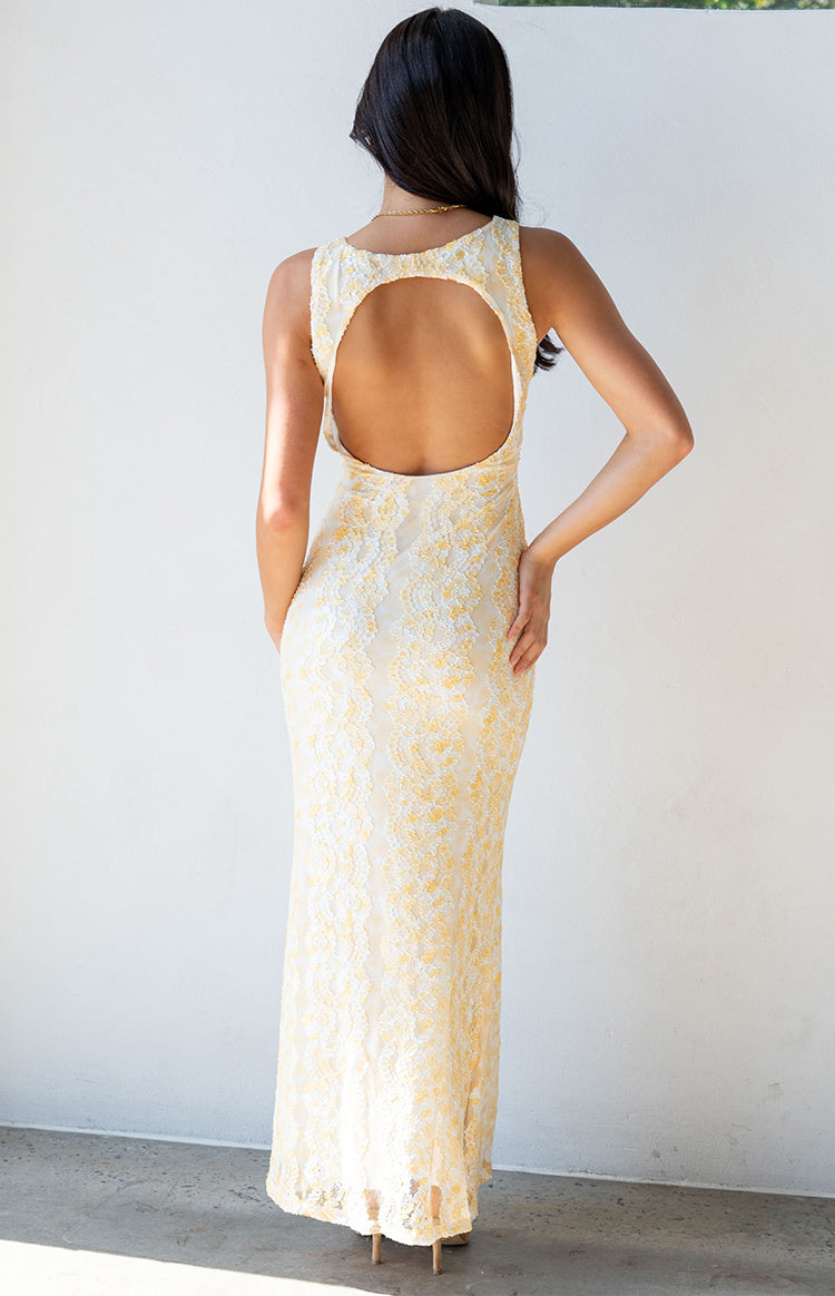 Farida Yellow Lace Maxi Dress — 12