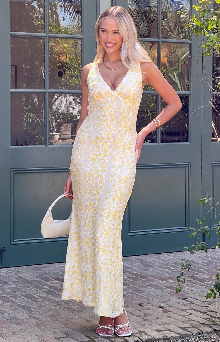 Farida Yellow Lace Maxi Dress — 15