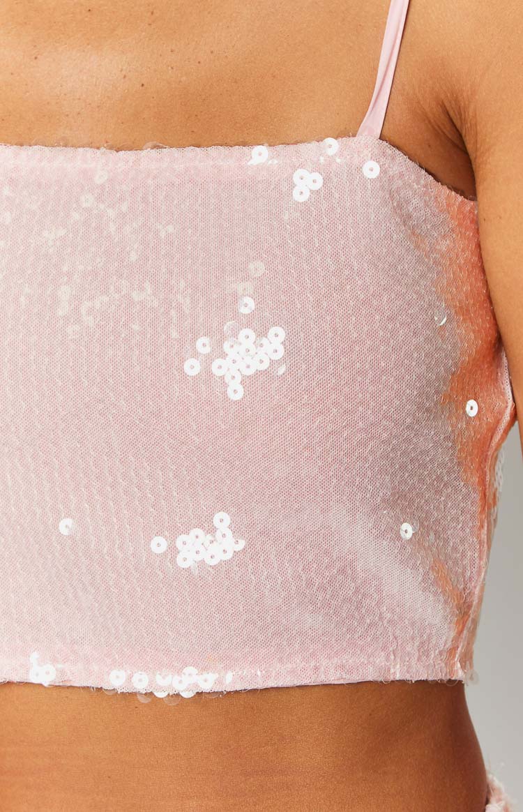Bellah Pink Sequin Crop Top — 5