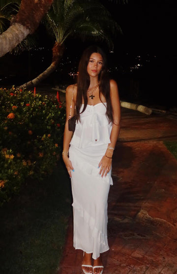Raleigh White Ruffle Maxi Skirt — 1