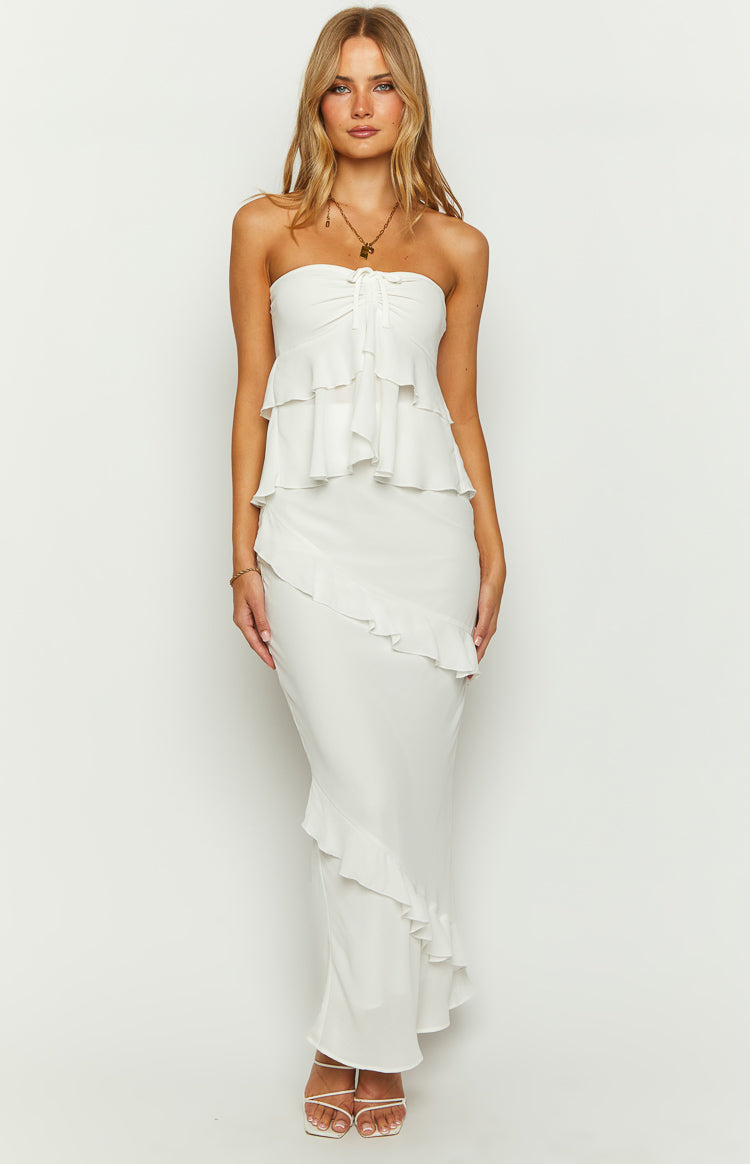 Raleigh White Ruffle Maxi Skirt — 2