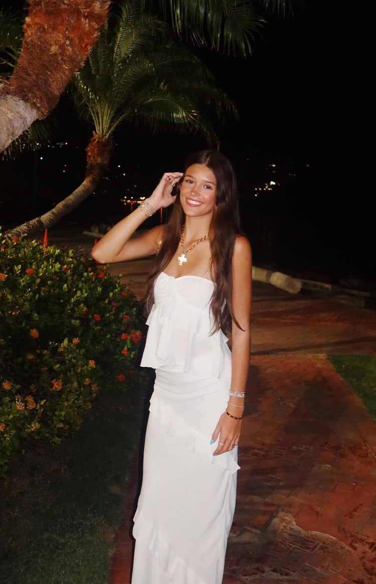 Raleigh White Ruffle Strapless Top — 3