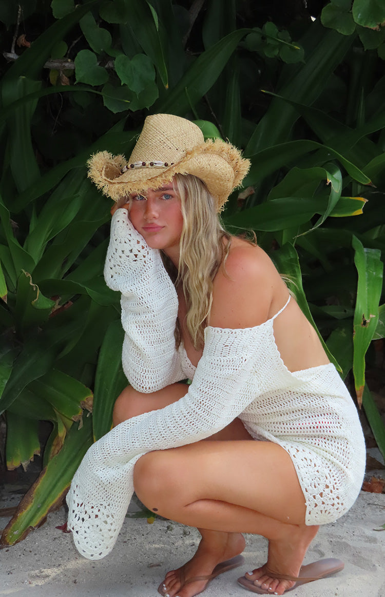 Li White Crochet Long Sleeve Mini Dress — 12