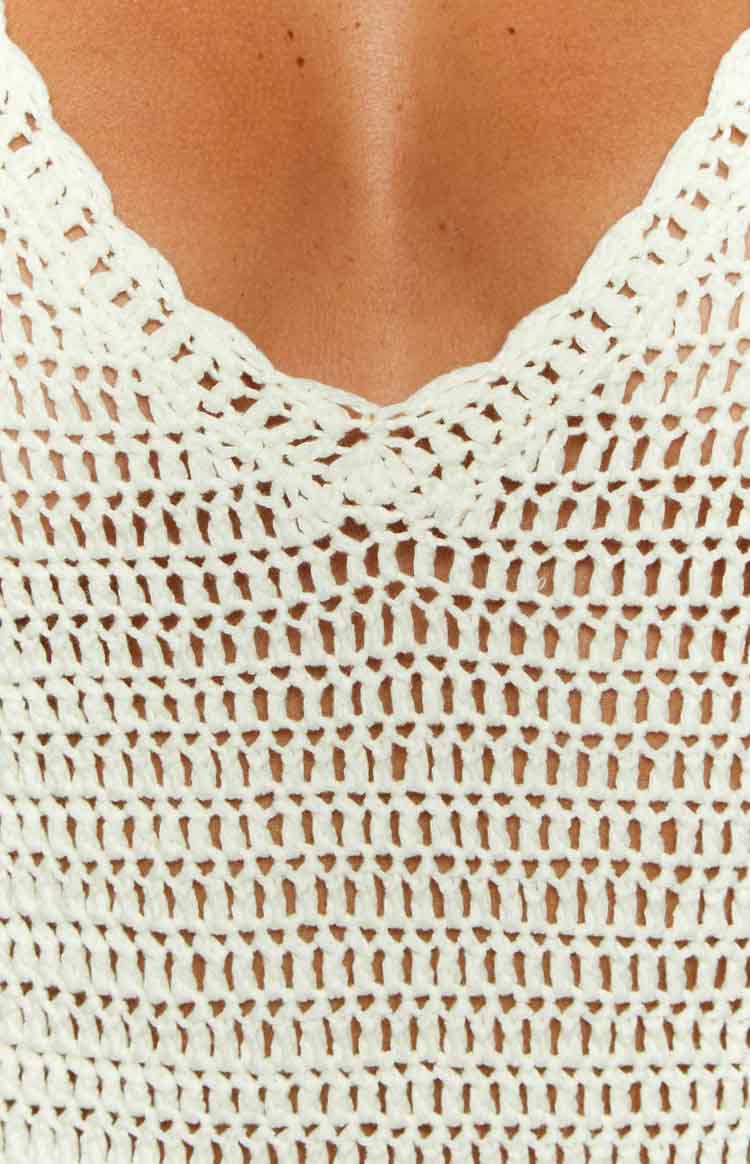 Li White Crochet Long Sleeve Mini Dress — 9