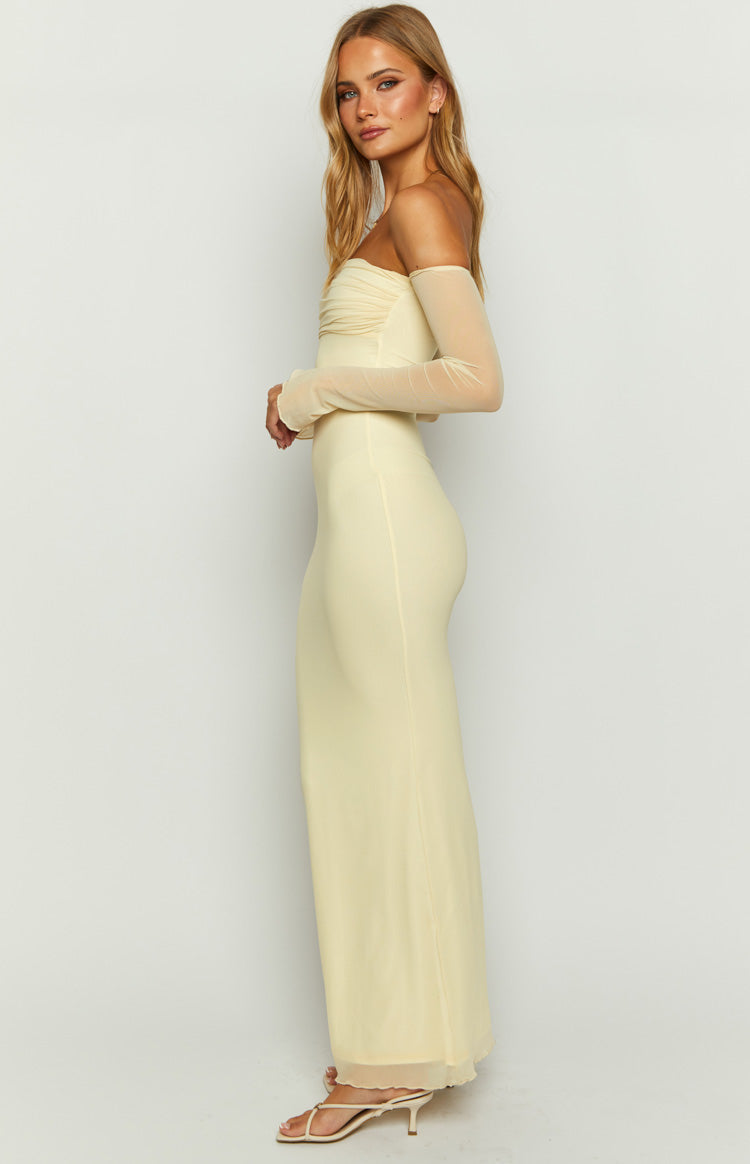 Odette Cream Long Sleeve Formal Maxi Dress — 4