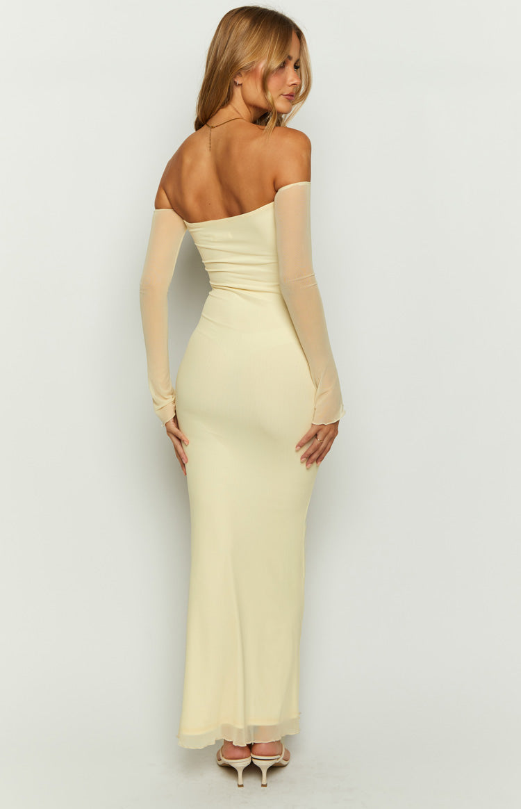 Odette Cream Long Sleeve Formal Maxi Dress — 5