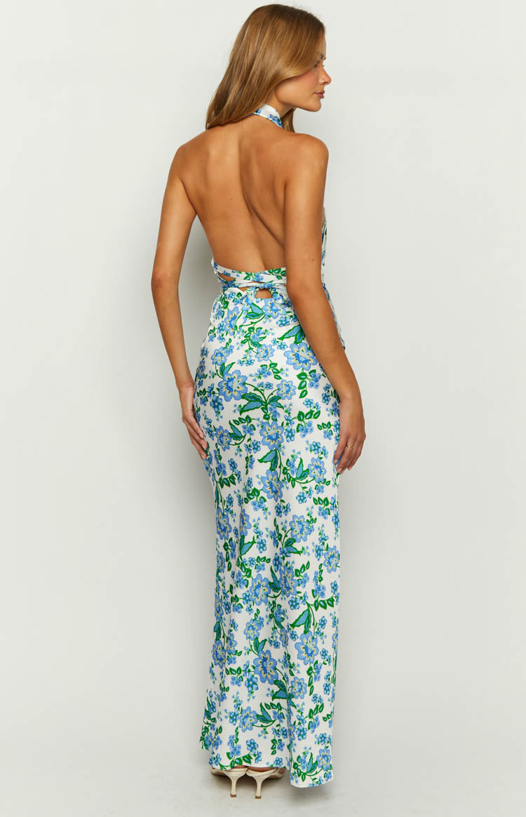 Marcella Blue Floral Formal Maxi Dress — 5