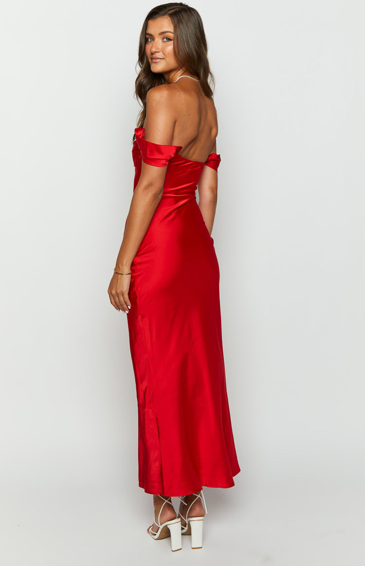 Ella Red Off Shoulder Formal Dress — 7