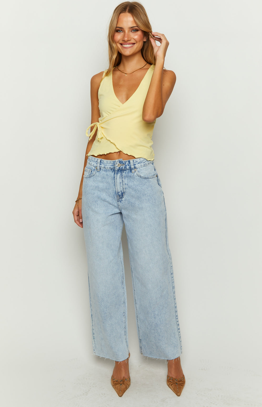She's Yours Light Wash Denim Wide Leg Boyfriend Jeans — 1