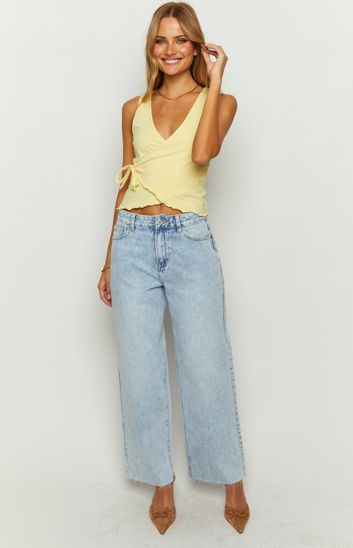 She's Yours Light Wash Denim Wide Leg Boyfriend Jeans — 2