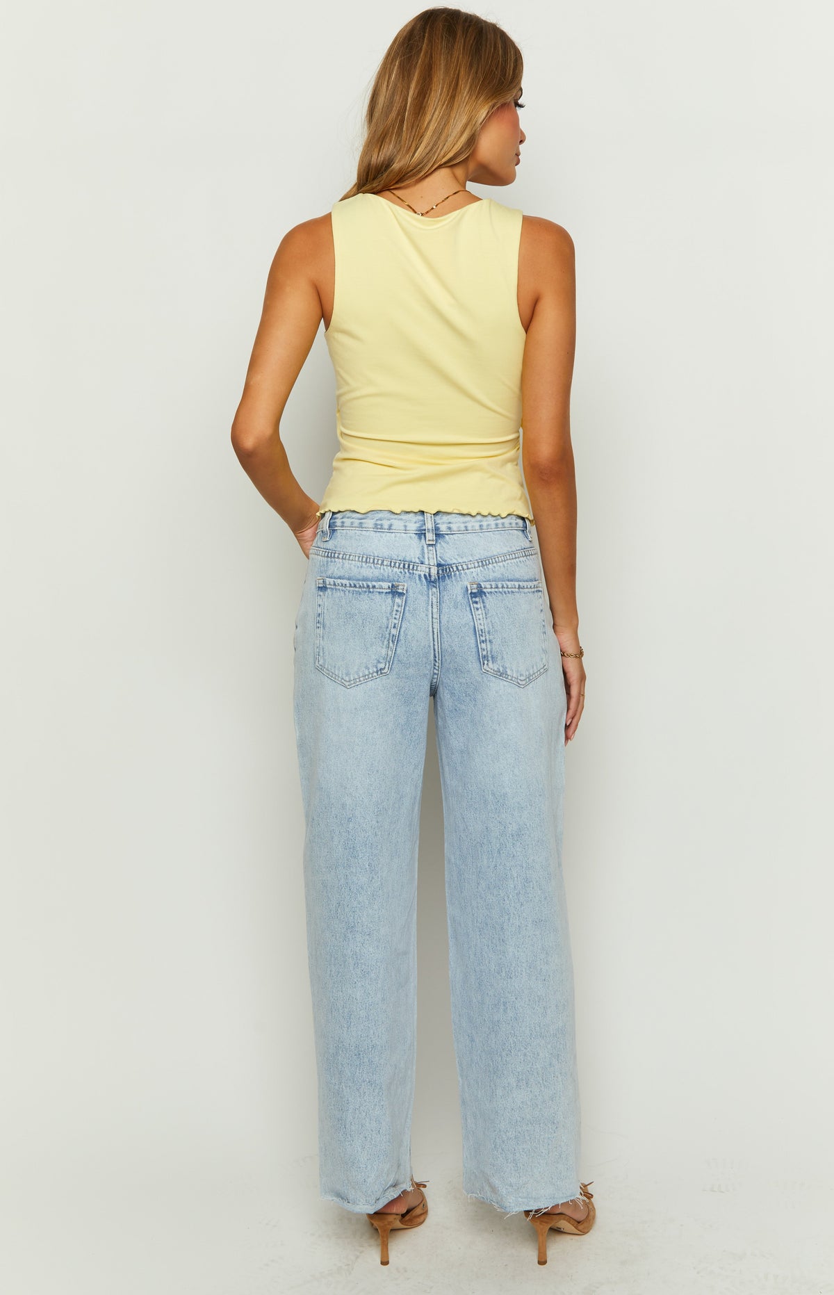 She's Yours Light Wash Denim Wide Leg Boyfriend Jeans — 8