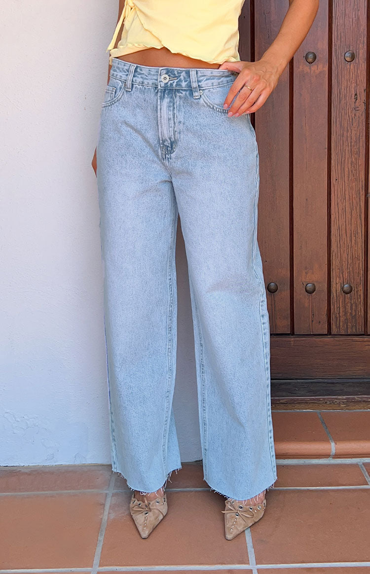 She's Yours Light Wash Denim Wide Leg Boyfriend Jeans — 12