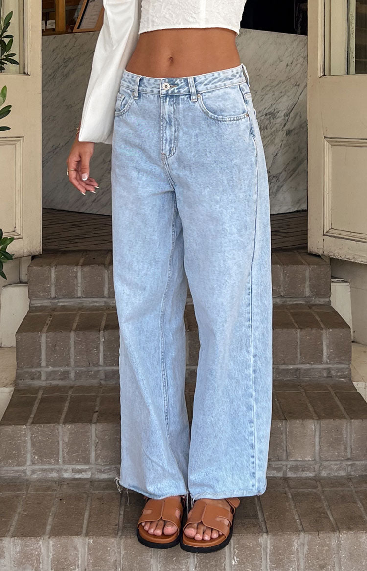 She's Yours Light Wash Denim Wide Leg Boyfriend Jeans — 14