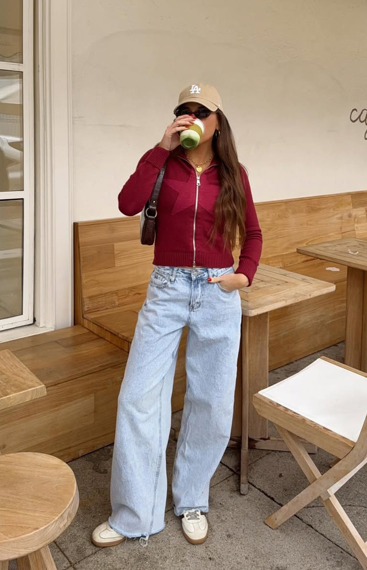 She's Yours Light Wash Denim Wide Leg Boyfriend Jeans — 29