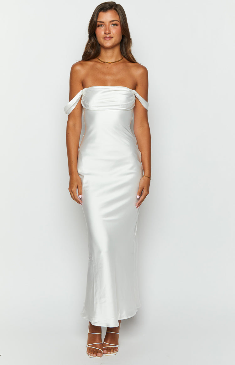Ella White Off Shoulder Formal Dress — 1