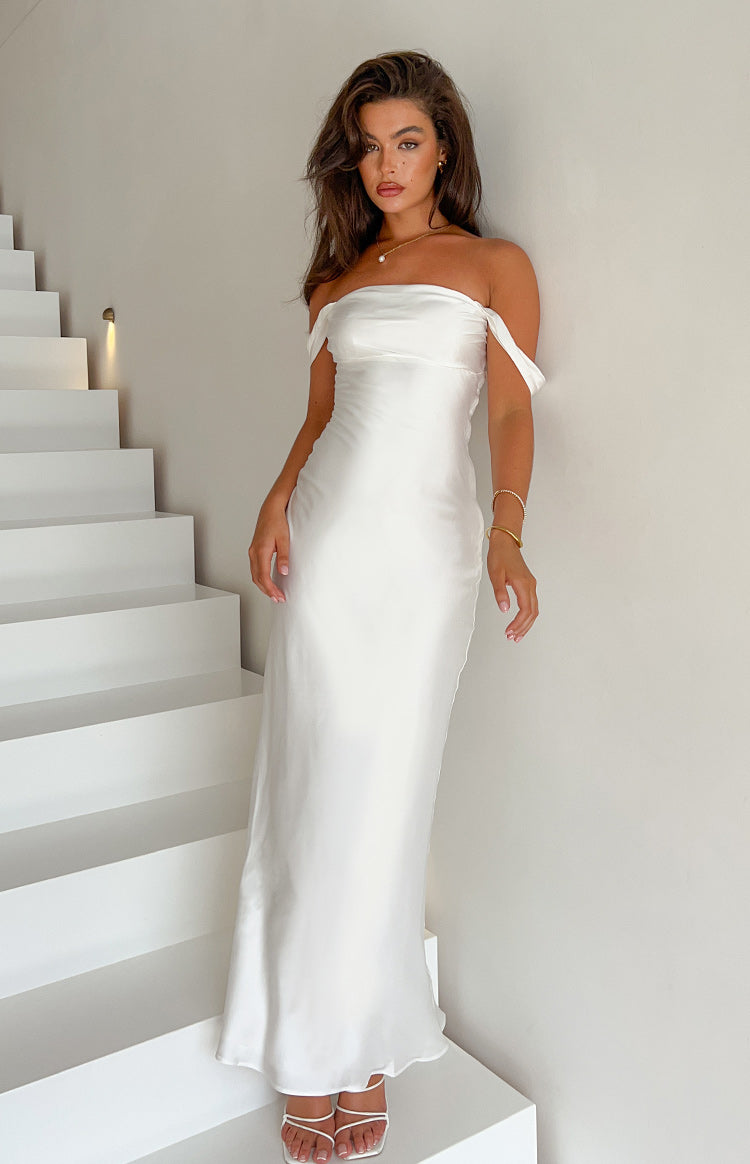 Ella White Off Shoulder Formal Dress — 10
