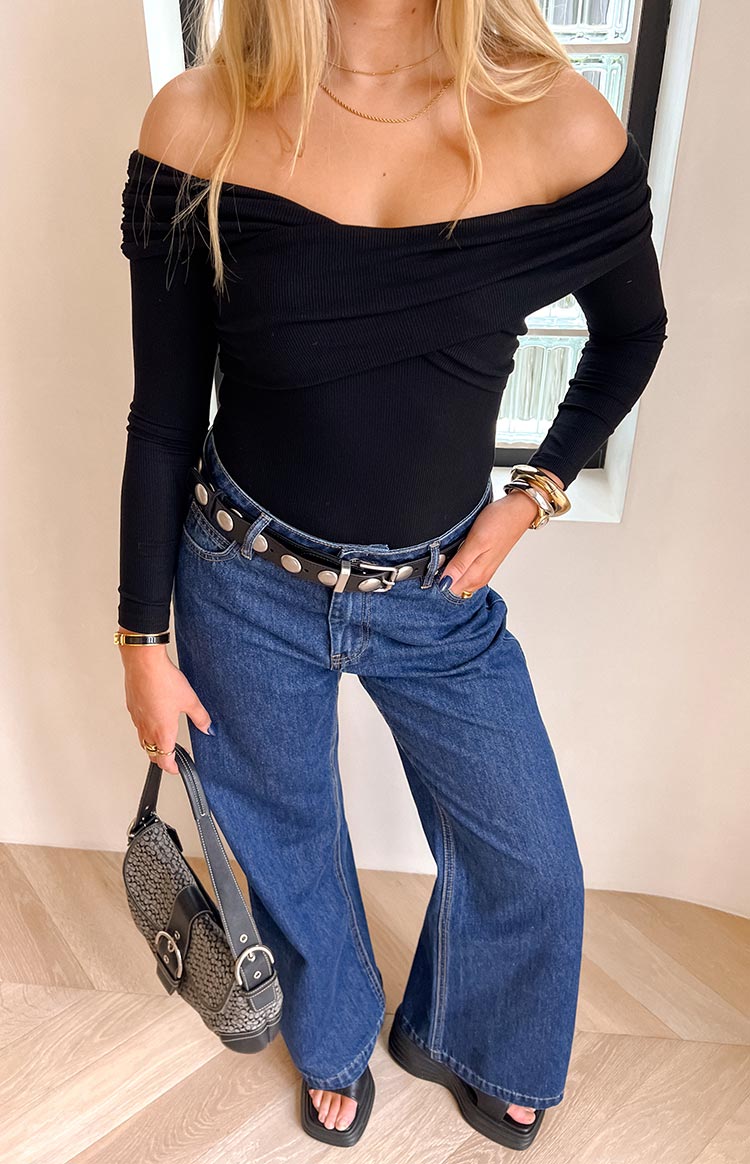 Ari Black Off Shoulder Bodysuit — 9