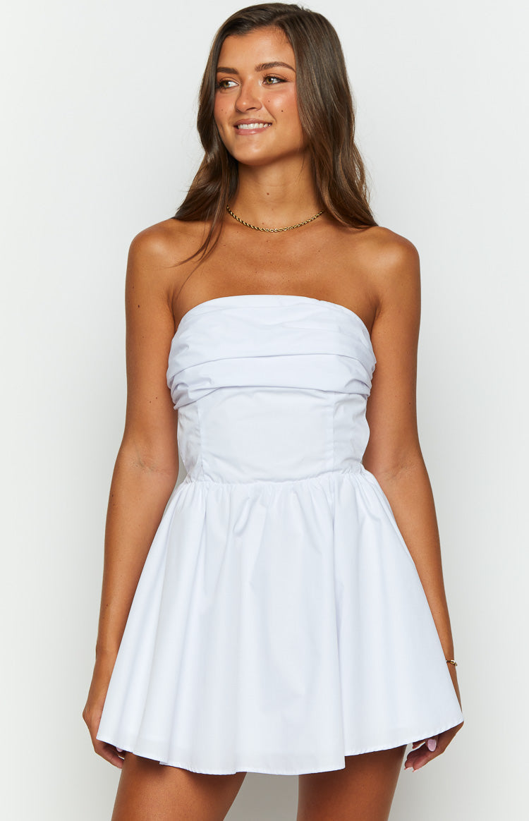 Declynn White Strapless Mini Dress — 1
