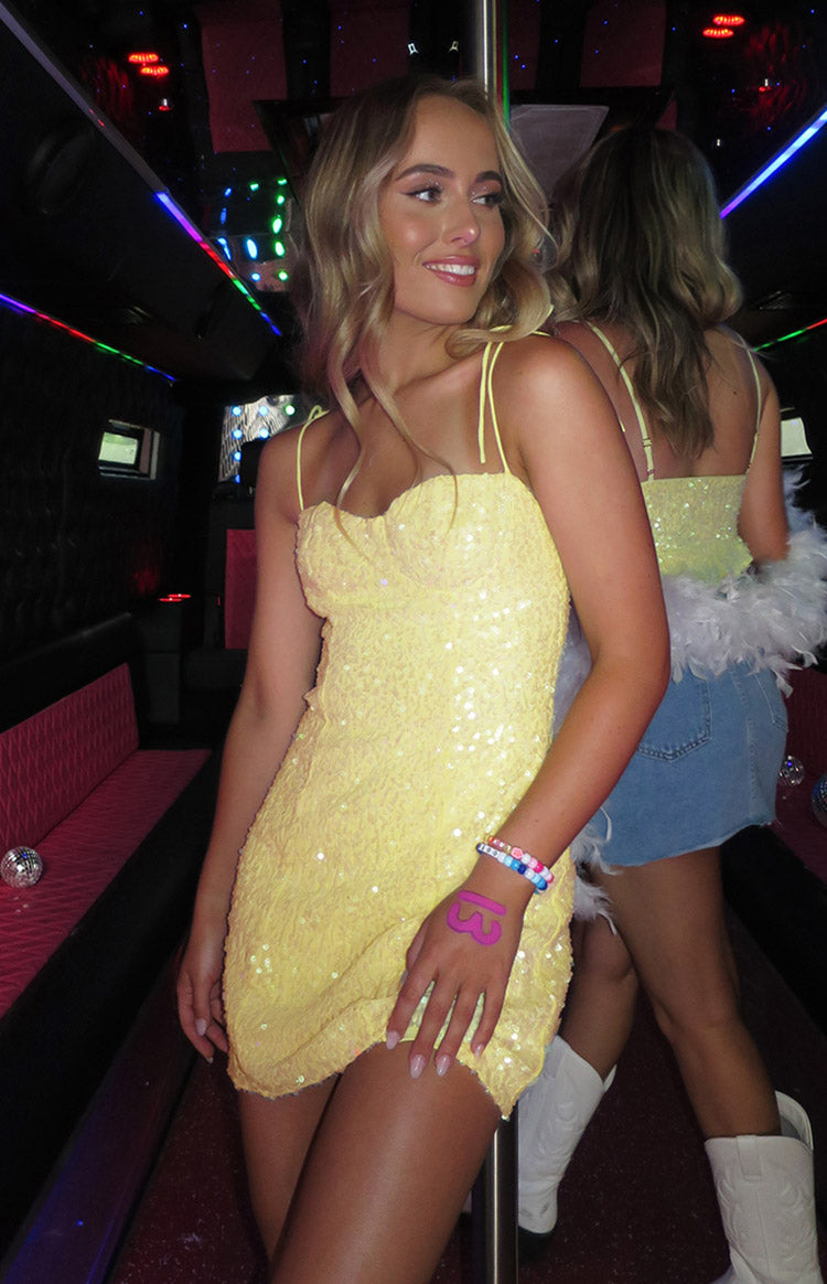 Penny Lane Yellow Sequin Mini Dress — 7