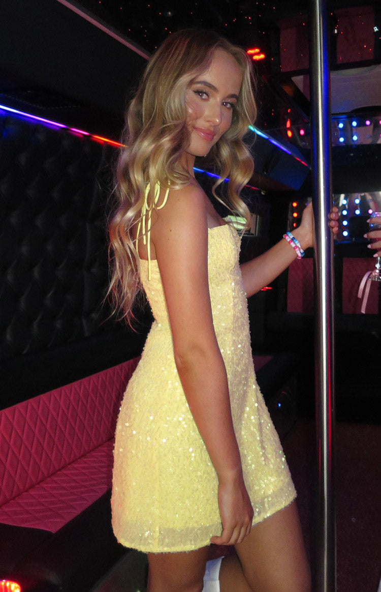 Penny Lane Yellow Sequin Mini Dress — 13