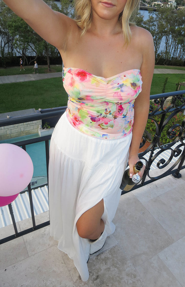 Cade White Maxi Skirt — 1