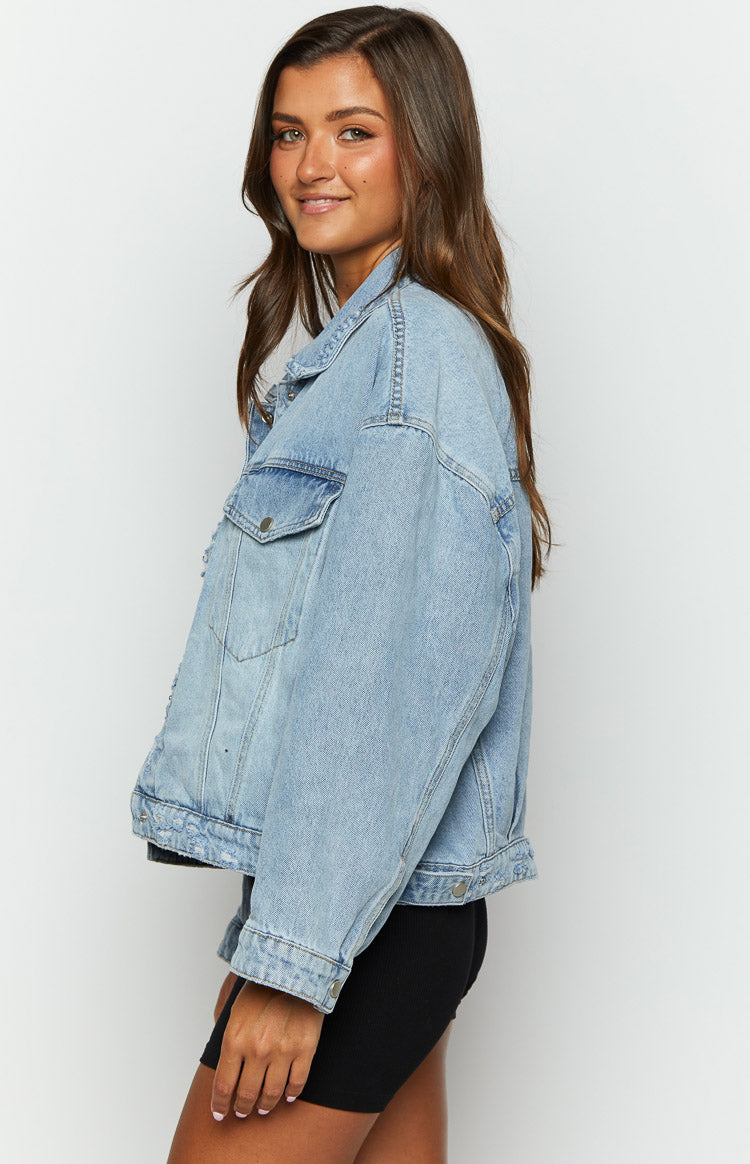 Hugo Light Wash Oversized Denim Jacket — 4