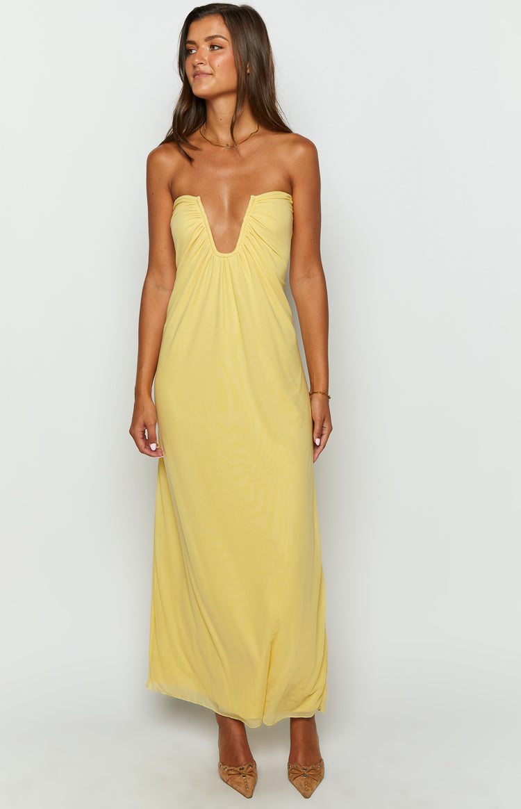 Braelyn Yellow Strapless Maxi Dress — 5
