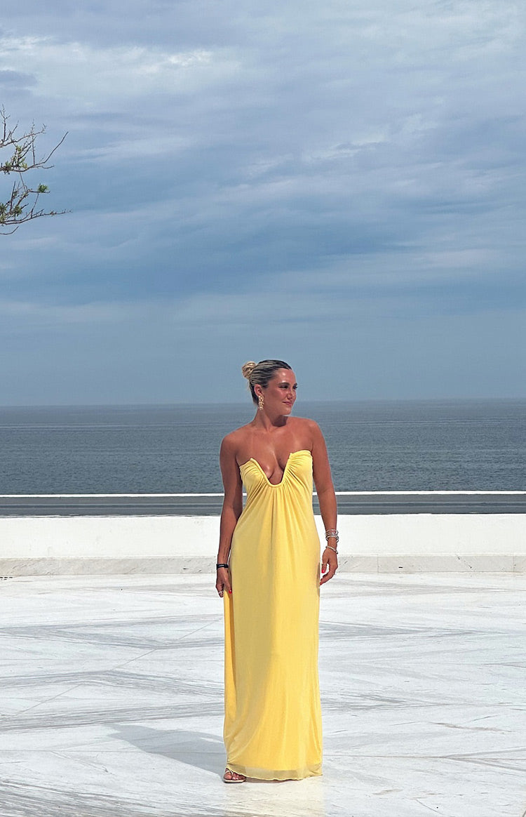 Braelyn Yellow Strapless Maxi Dress — 12